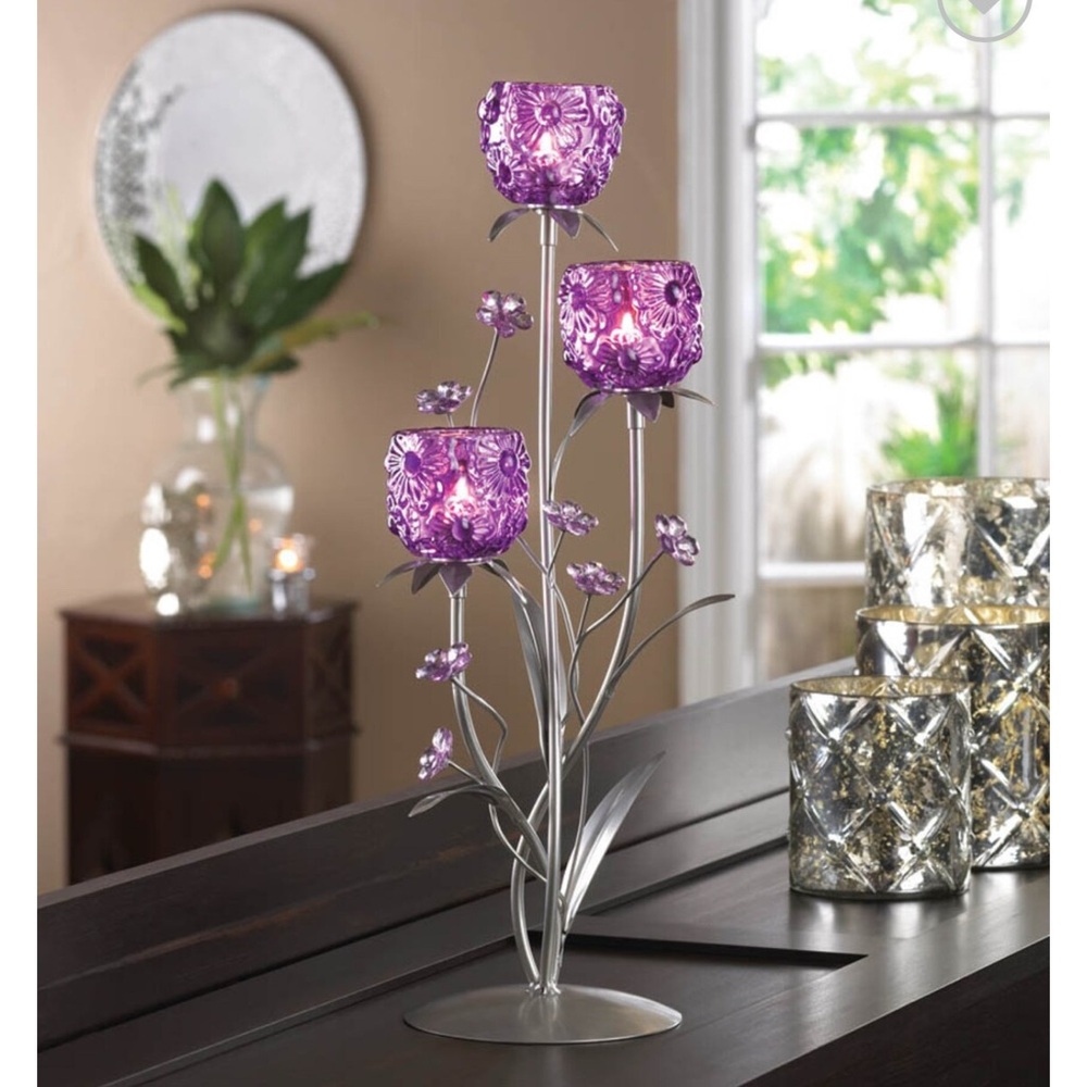 Lavender Blossom Candle Holder Trio